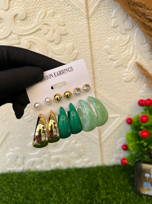 Green fashion earrings-set