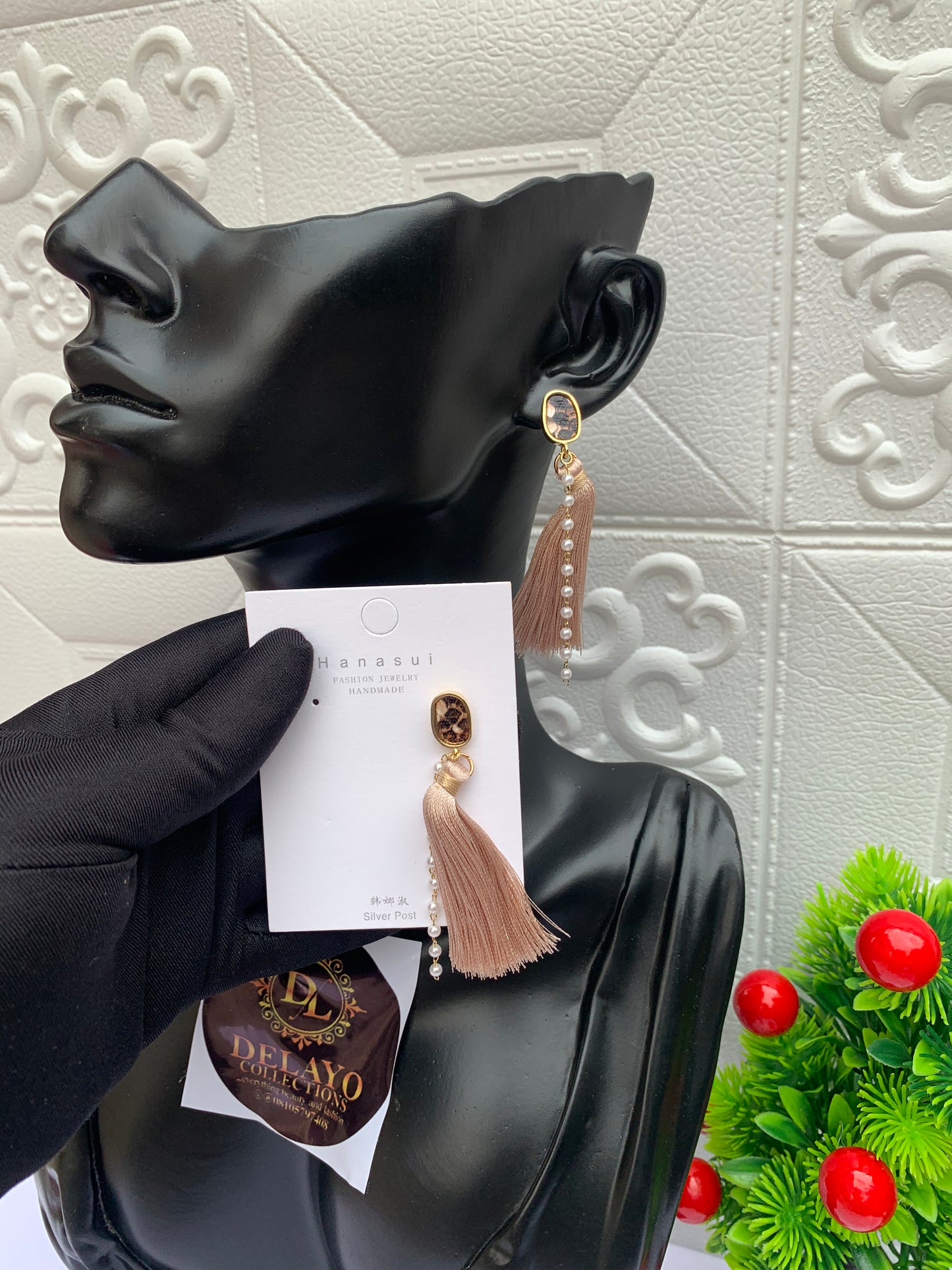 Brown feather earrings