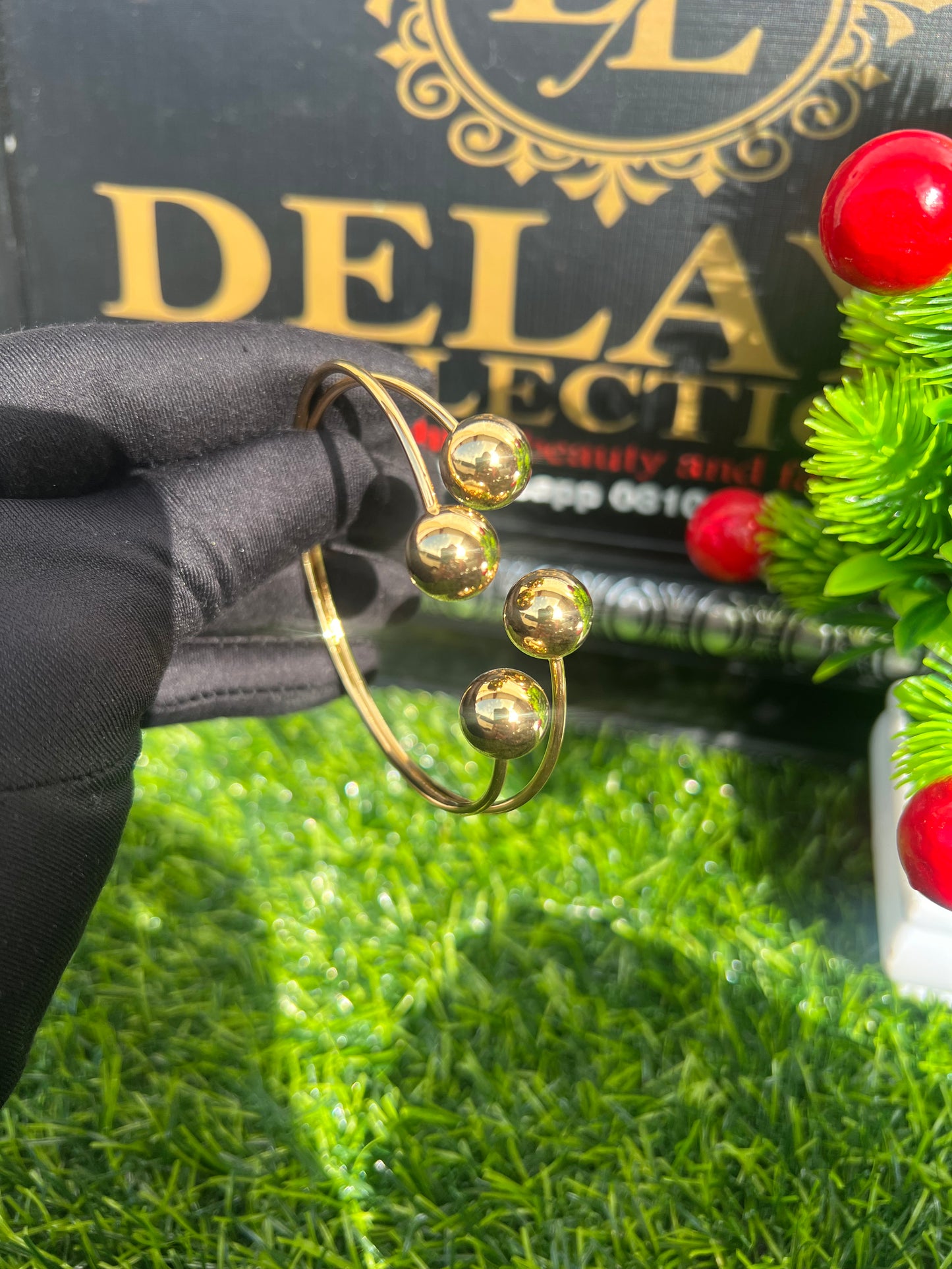 Gold ball bangle