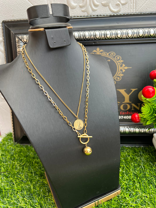 Gold two step necklace