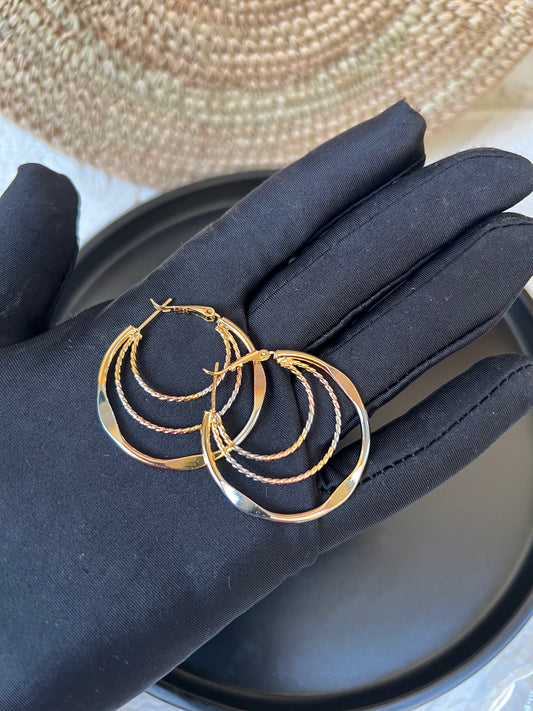 Three tone earrings