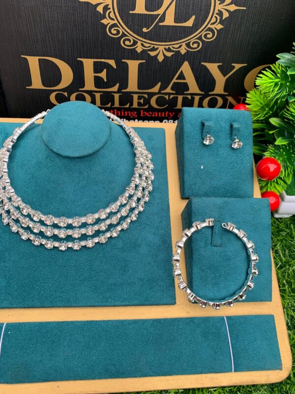 Silver three step choker set