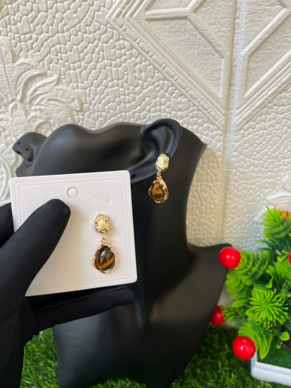 Gold and brown earrings