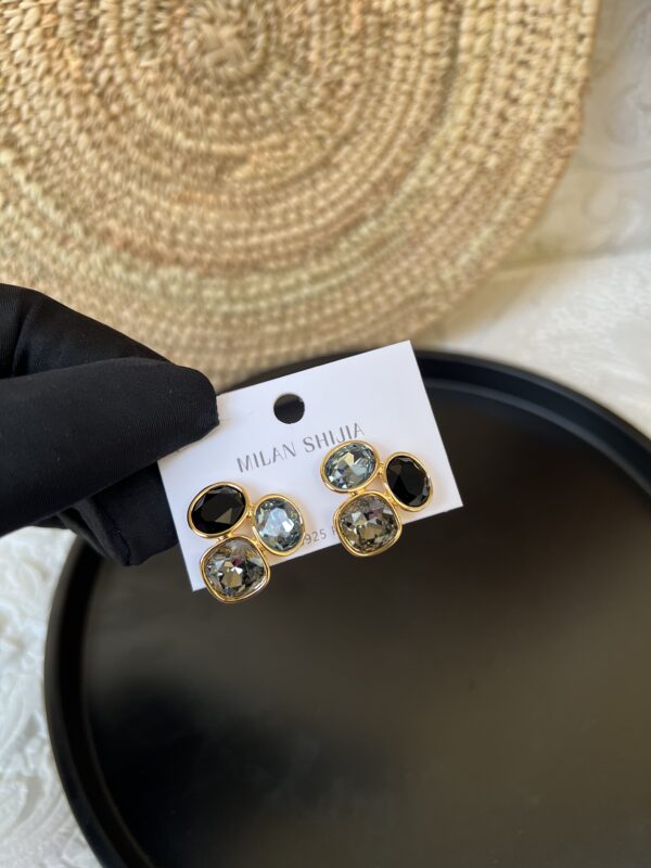 Ash/black/gold stoned earrings