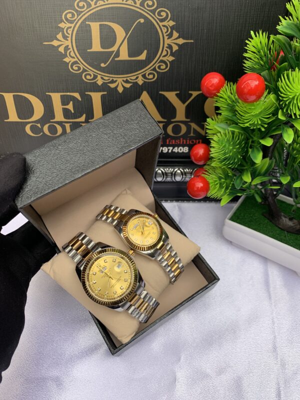 Gold/silver couple wristwatch