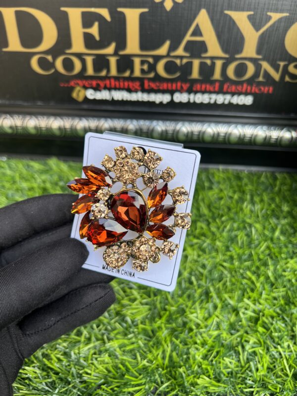 Gold brown brooch