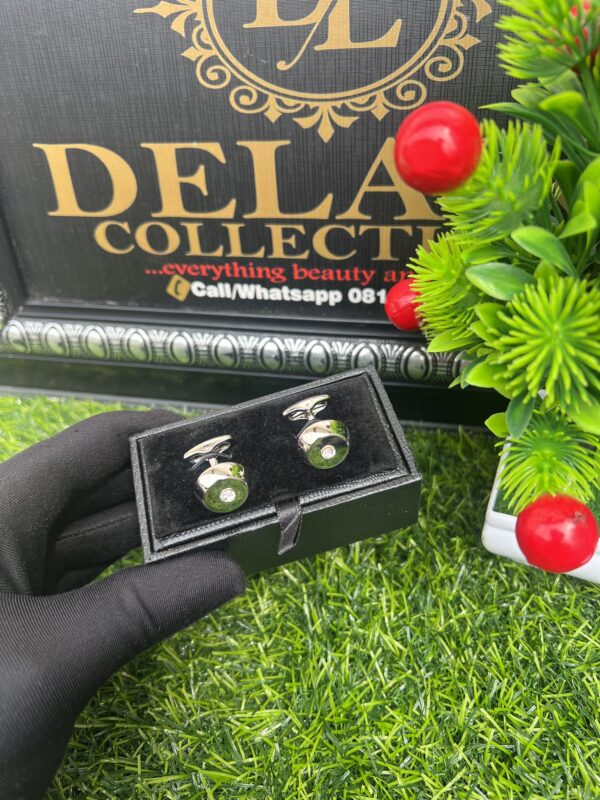 Silver stoned cufflinks