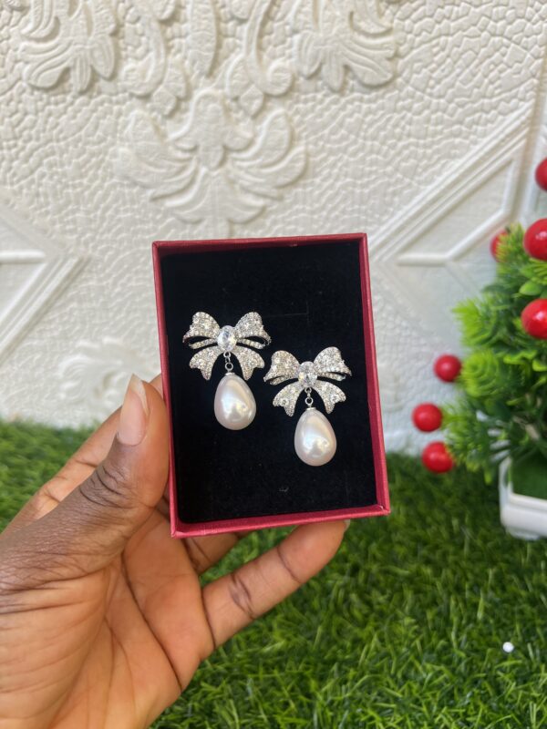 Stoned silver bridal earrings