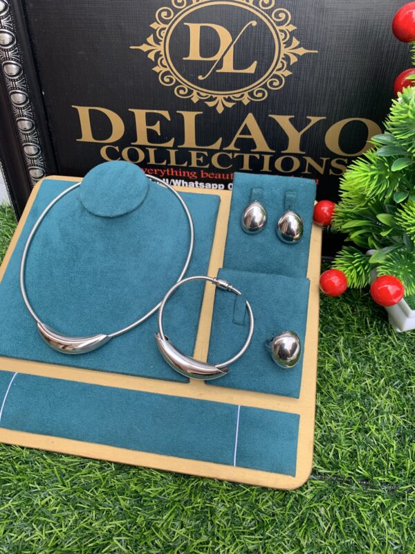 Silver owambe jewelry set