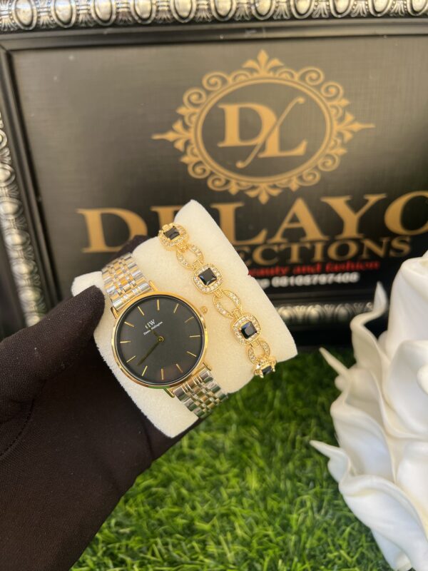 Gold and silver wristwatch/bracelet set