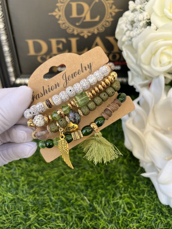 Emerald green bead bracelets