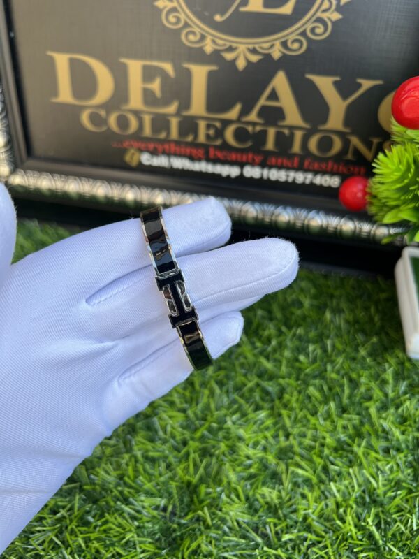 Black/silver Hermes bangle