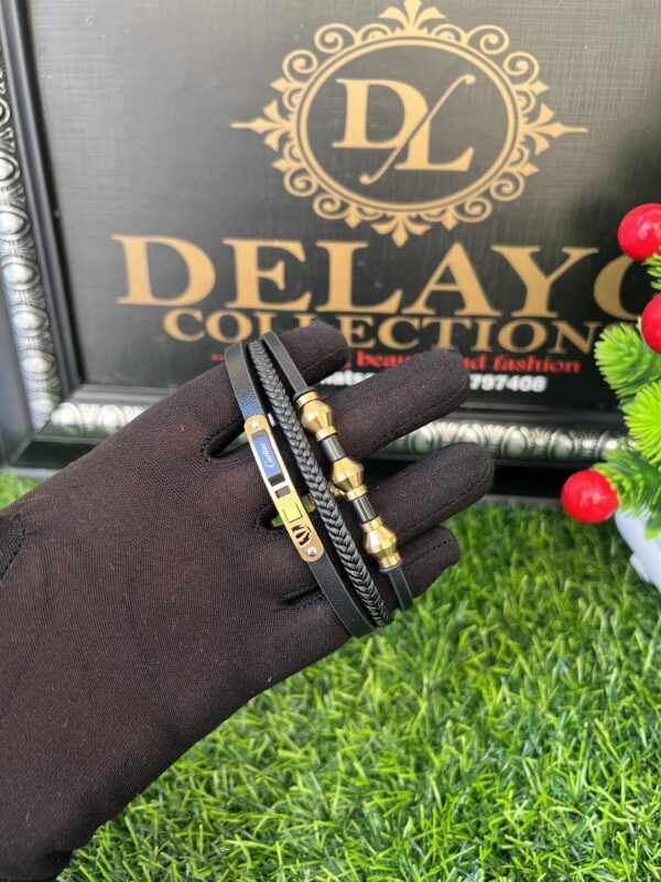 Black and gold leather bracelet