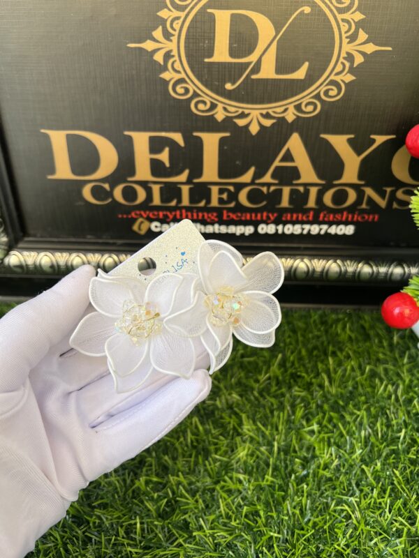 White rose earrings