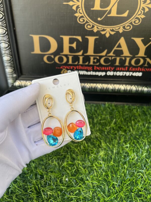 Gold and colored stoned earrings