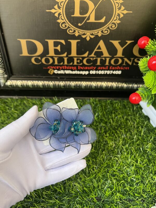Navy blue rose earrings