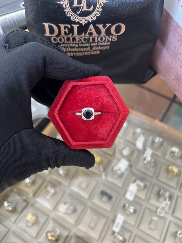 Black stoned engagement ring