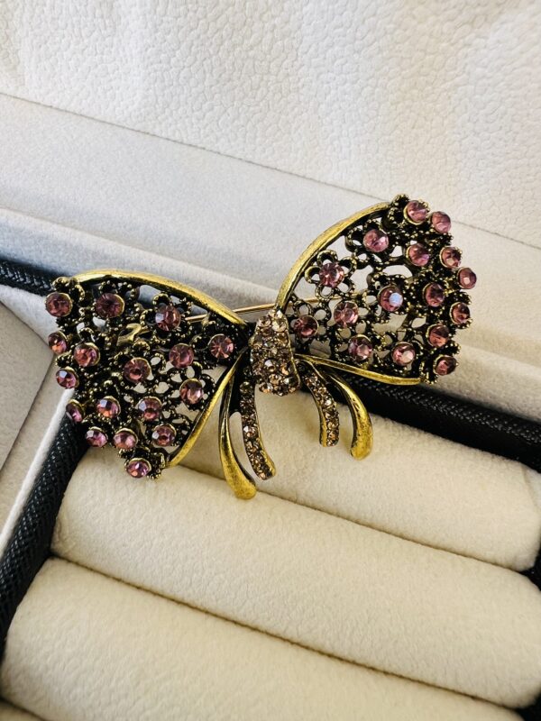 Pink/Gold butterfly brooch