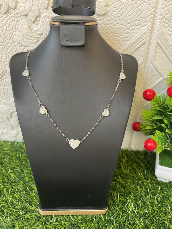 Silver stoned charm necklace