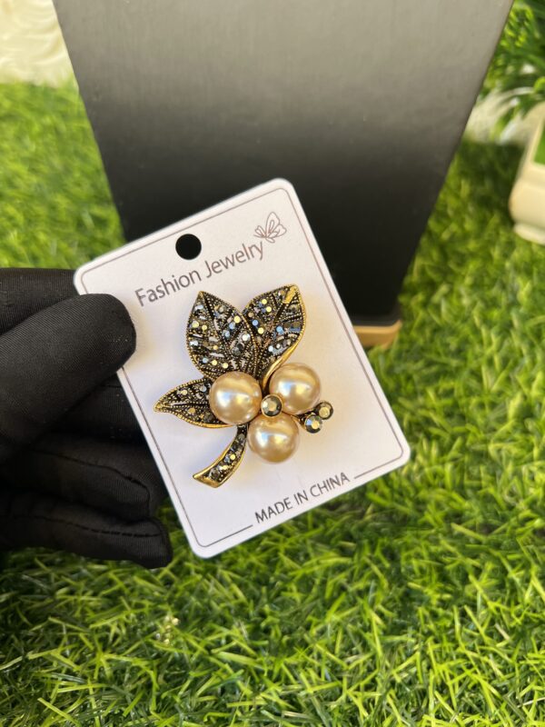 Black gold stoned brooch