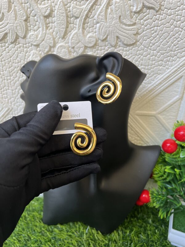 Gold Spiral steel earrings