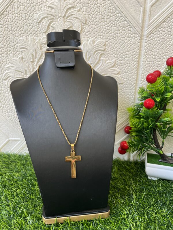Gold cross male necklace
