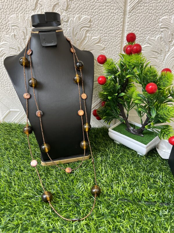 Brown layered bead necklace