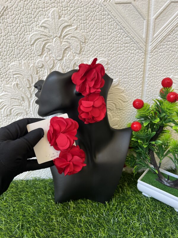Red floral earrings
