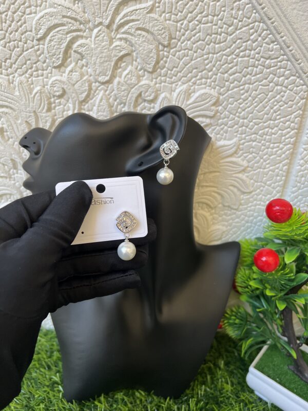 Silver pearl earrings