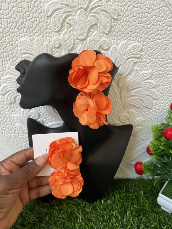 Orange floral earrings