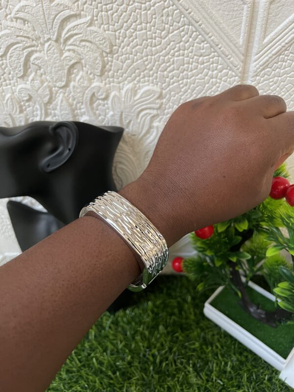 Silver square chunky bangle