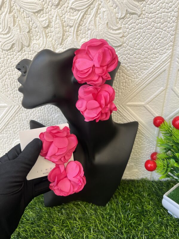 Pink floral earrings