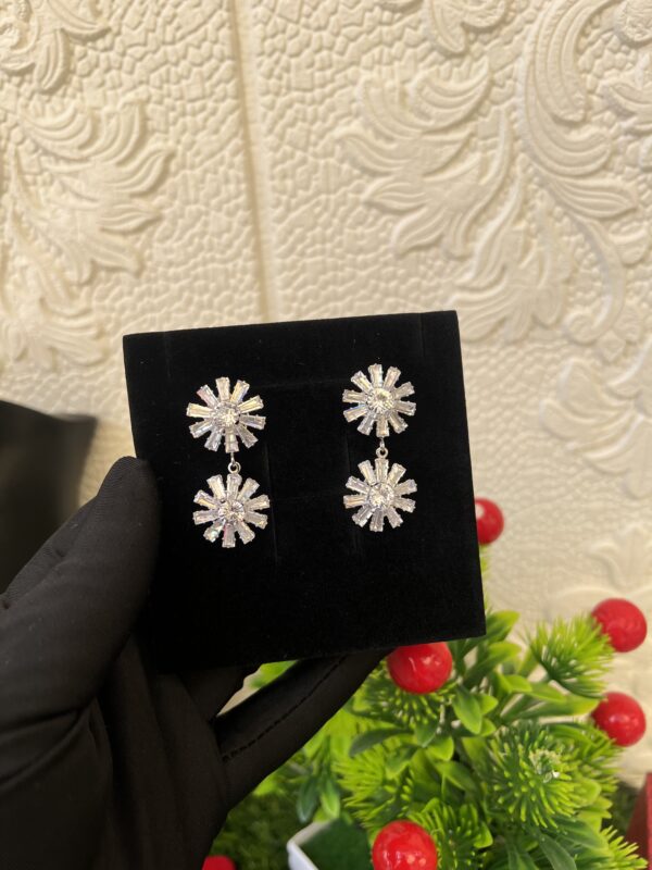 Silver stoned earrings
