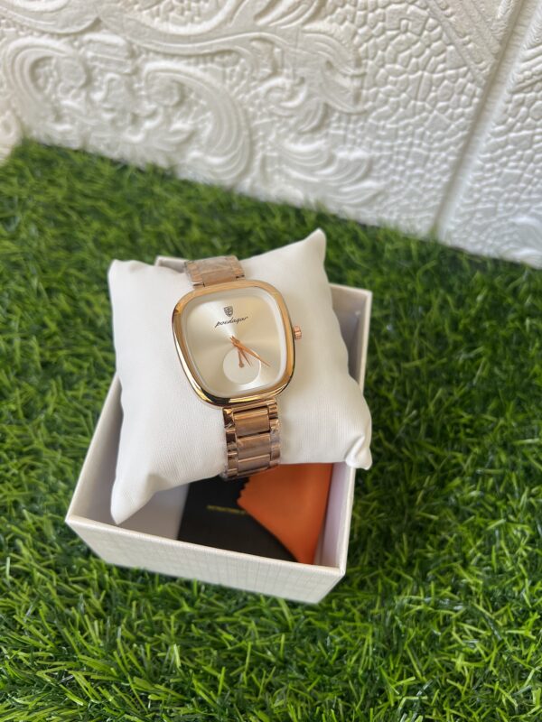 Sleek rose gold wristwatch