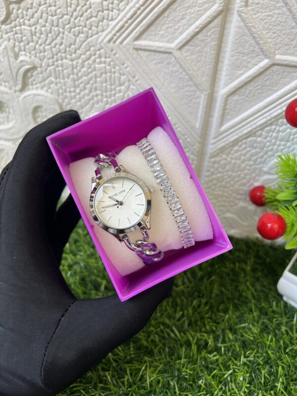 Vanessa silver watch and tennis bracelet set