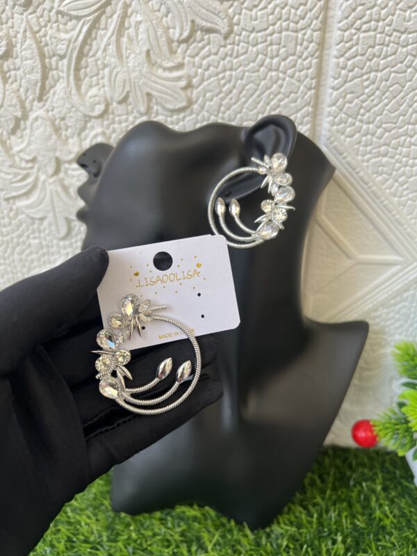 Silver stoned earrings