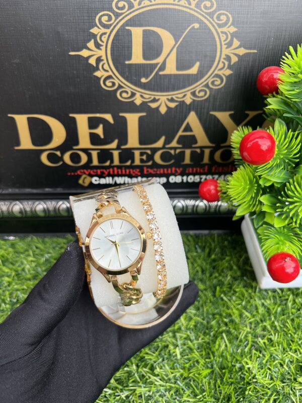 Vanessa gold watch and tennis bracelet set