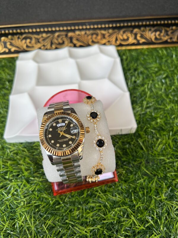 Rolex mixed gold and silver watch set