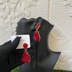 Red and gold dropping earrings