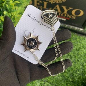 Silver / black lapel chain