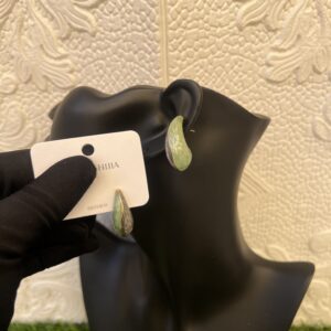 GREEN HALF-HOOP EARRINGS