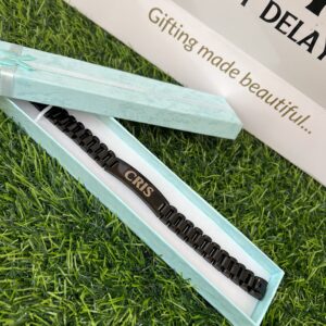 Black engraved bracelet with the box