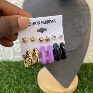 pink/black fashion earrings set