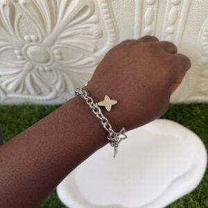 Star Silver steel charm  bracelet