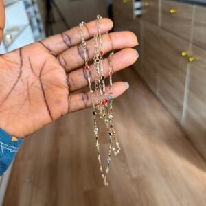 Multicolored stoned waist chain