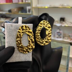 Gold Molten Oval Earrings