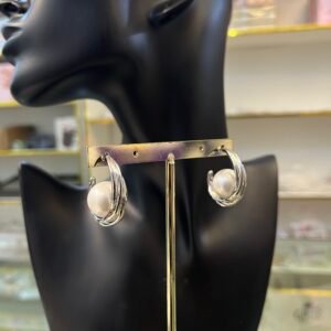 Sweet Silver Pearl Hoops