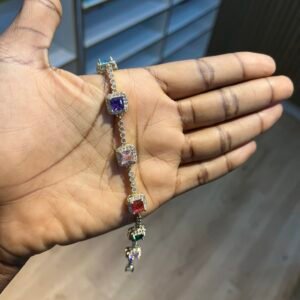 Multicolored Gem Gold Bracelet