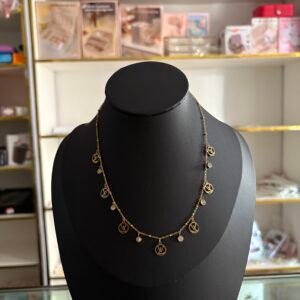 Gold LV Charm Necklace