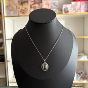 Silver Stoned Globe Necklace